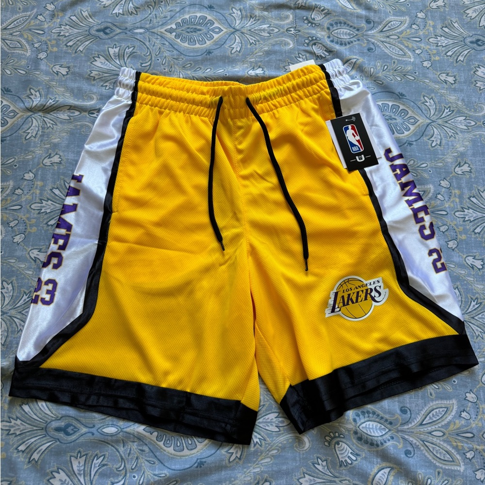 Yellow LA Lakers NBA Basketball Shorts